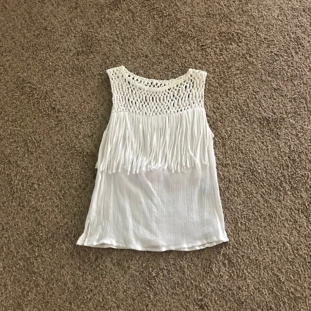 White fringe top